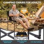 FUNDANGO Oversized Folding Chairs for Outside, Fully Padded Camping Director Chair for Adults, Support 450lbs Portable lawn chairs with Side Table, Side Pockets for outdoor Camp, Picnic, Lawn, Concert