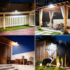 Tryme Clip on Solar Lights Outdoor Motion Sensor Lights 60 LEDs, 3 Modes, Dual Charging, Portable Waterproof Security Light for Fence, Deck, Camping, Grill (2 Pack)