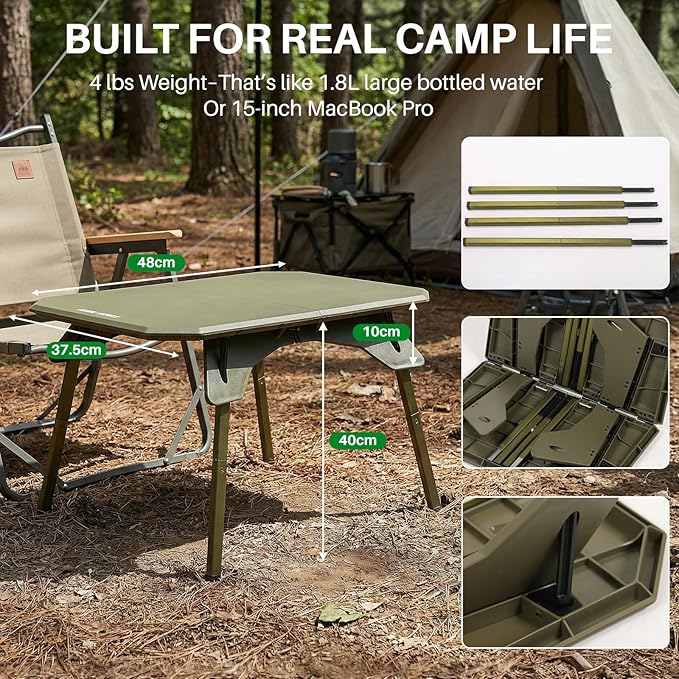 TOPCHANCES Folding Camping Table Outdoor,Ultralight Aluminum Camping Tables Multifunctional Portable Folding Table with Carrying Bag for Holiday Festival Camping Travel Picnic Grilling