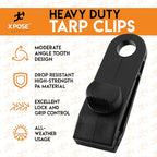 Xpose Safety 10 Pack Heavy Duty Reusable Tarp Clips - Use with Canopy Tent, Awning, Camping, Boat Cover, Car Cover, Swimming Pool or Sun Shade - by Xpose Safety