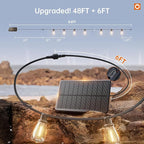 addlon 54FT(48+6) Solar String Lights Outdoor Waterproof with USB Port & Remote Control Dimmable Solar Patio Lights IP65 Solar Powered Edison LED Bulbs for Outside Bistro Camping