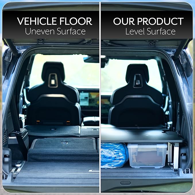 Life Finds Sleeping Platform Storage System Designed for Rivian R1S Vehicles, Folding Platform with Underneath Storage, Black, LF-R1SP