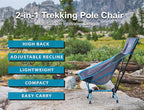 Get Out Gear TrekChair V2 Highback Backpacking Chair | 2-in-1 Trekking Pole and Camp Chair System | Extra Large and Wide with Headrest | Ultralight | Compact, Packable, and Lightweight Hiking Chair