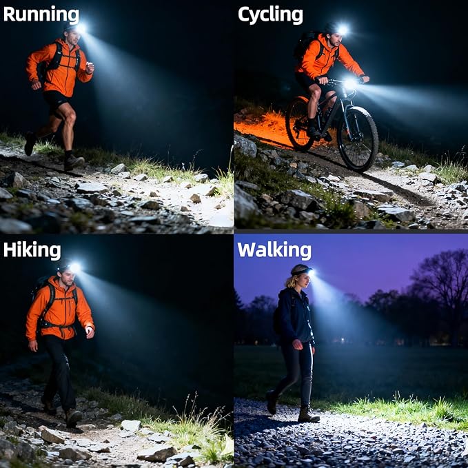 Super Bright Mini Led Rechargeable Headlamp -1200 Lumen Rechargeable Head Lamp with 6 Modes,Waterproof Head Light with 3000mAh for Camping,Running,Hiking, Emergency,Outdoor,Car Repair