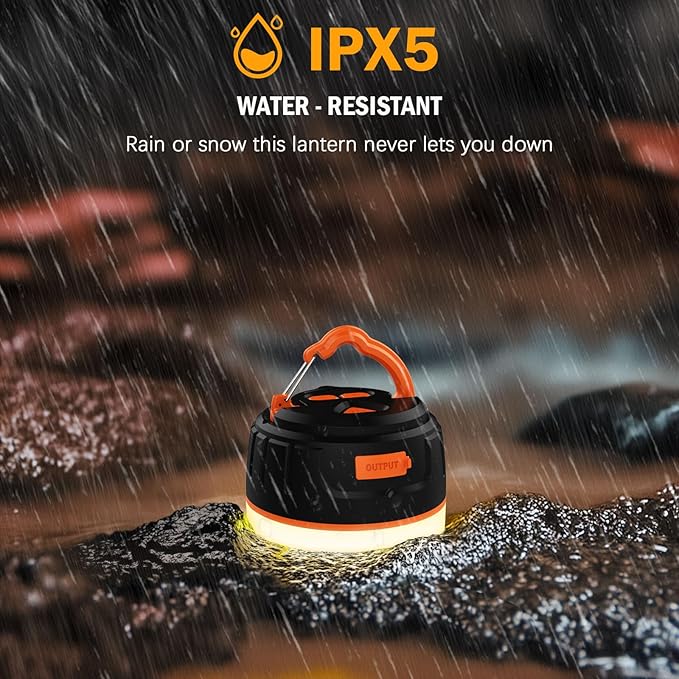 Rechargeable LED Camping Lantern, 300H Runtime, 6400mAh, IPX5 Waterproof Tent Light for Camping, Hiking, Power Outages, Home, Emergency - Standard Edition,Orange