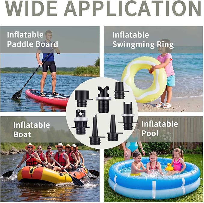 Inflatable Hose,Air Pump Adapter for Inflatables,Air Pump Hose,Air Pump Attachments,Sup Pump Hose Replacement,Sup Air Pump Hose with 7 Nozzles for Inflatable Paddleboard, Boat, Tent, Pool