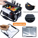 Large Grill Caddy with Lid – BBQ Organizer for Camping, Tailgating, RV, Boating – Grilling Gifts for Men – Collapsible Griddle Tote Bag with Shoulder Strap – Outdoor Essentials