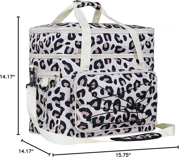 Soft Collapsible Insulated Sided Cooler - 60 Can Large Leakproof Picnic Beach Meal Prep Portable Travel Cooler for Shopping, Kayaking, Road Trips
