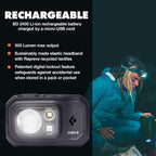 BLACK DIAMOND Storm 500-R Rechargeable Headlamp | 500 Lumens Brightness | Micro-USB Charging | Waterproof & Compact | Camping, Hiking, Running | Black