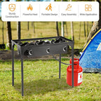 Giantex Outdoor Triple Burner Stove, High Pressure 3 Burner Stand Max. 225,000 BTU total, 0-20 PSI Regulator Detachable Legs, Portable 3 Propane Grill Burner Stove for Camping Picnic Cookout