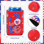 4th of July Can Cooler Sleeves, 18pcs American Flag Beer Drink Can Bottle Cooler Sleeves Collapsible for Fourth of July Coozies Bulk Independence Day Party Decorations Supplies Favors