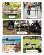 Outvita Folding Table, 2FT Aluminum Camping Table with Storage Adjustable Height Picnic Table Lightweight for Carring Outdoor Party Events Beach