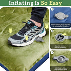 Sleeping Pad for Camping, 6" Velvet Camping Mat, Ultralight Inflatable Sleeping Pad with Built-in Foot Pump & Pillow, Compact for Camping Backpacking Hiking Traveling Tent