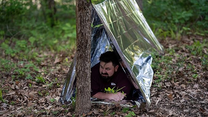 SharpSurvival Shack Emergency Survival Shelter Tent - 2 Person Mylar Tube Tent - Lightweight 8' x 5' All Weather Waterproof Shelter Conserves Heat - Reflective Tents for Camping/Hiking and More