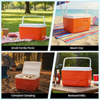 Small Cooler Hard Shell, Ice Chest with Retractable Handle, Small Hard Cooler Box with 3–4 Day Ice Retention, Car Cooler for Picnic, Beach, Work & Travel