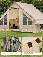 Inflatable Camping Tent,2/4/6/8 Person Glamping Inflatable Tents with Awning, Quick Setup Blow Up Tents with Pump, Waterproof Oxford Inflatable House for Camping, Air Glamping Hot Tents for Adult