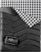XL Queen Size 2 Person Double Sleeping Bag for Adults, Lightweight Compact with Flannel Liner & Thermolock Draft Tube, Machine Washable All Season Camping Travel