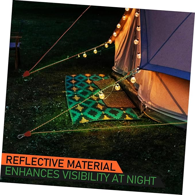 Healifty 4pcs Reflective Nylon Tent Guy Lines Adjustable Ratchet Rope for Camping High Load Capacity Non Slip Grip Utility Rope for Outdoor Activities