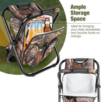 Kikerike Backpack Stool Cooler Chair Heavy Duty 300 LBS Max Load Portable Lightweight Stool Backpack Folding Fishing Cooler Seat for Camping Hunting Fishing - Woodland