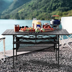 Outdoor Folding Portable Picnic Camping Table, Aluminum Roll-up Table with Easy Carrying Bag for Indoor,Outdoor,Camping, Beach,Backyard, BBQ, Party, Patio, Picnic (Large)