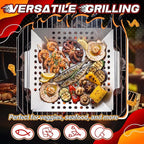 Mifoci 4 Pcs Vegetables Grill Baskets for Outdoor Grilling 14.17'' 9.65'' Extra Large Stainless Steel Vegetable Grill Basket with Handles for Veggies BBQ Accessories Camping Smokers Gifts, 2 Sizes
