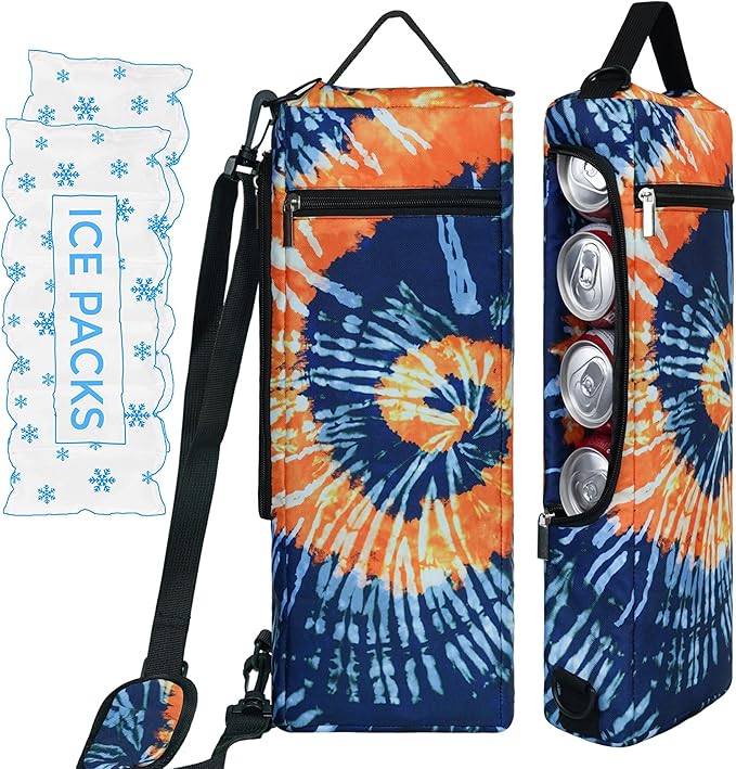 Golf Cooler Bag Plus Ice Pack Soft Sided Insulated Cooler Bag- Holds 6 Pack of Cans or 2 Wine Bottles - Grey Camo Golf Beer Sleeve Black Fits Discreetly in Golf Bags
