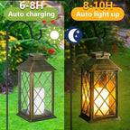 Solar Lanterns Outdoor Waterproof, 2 Pack Glass Hanging Solar Lights with Flickering Flameless Candle, Outdoor Lanterns for Patio Wall Porch Table Garden Yard Tree, Gift for Women Mom - Bronze