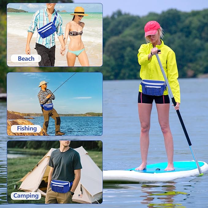 Fanny Pack Cooler, Insulated Waist Pack Snack Bag, Portable Hip Pack for Beach, Camping and Hiking, Blue