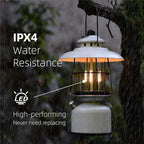 Metal Retro Classic LED Camping Lantern, 6500mAh Rechargeable Battery Last 17-500 Hours Camping Lamp, Large Dimmable Hanging Lantern, Vintage Camping Light with Hook for Courtyard Outdoor Decoration