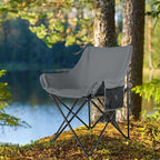 Leonyo Portable Camping Chairs for Adults, 2 Pcs Oversized Lawn Chair with Folding Camping Table for Beach, Picnic, Outdoor Sports, Fishing, Rv Travel – Grey