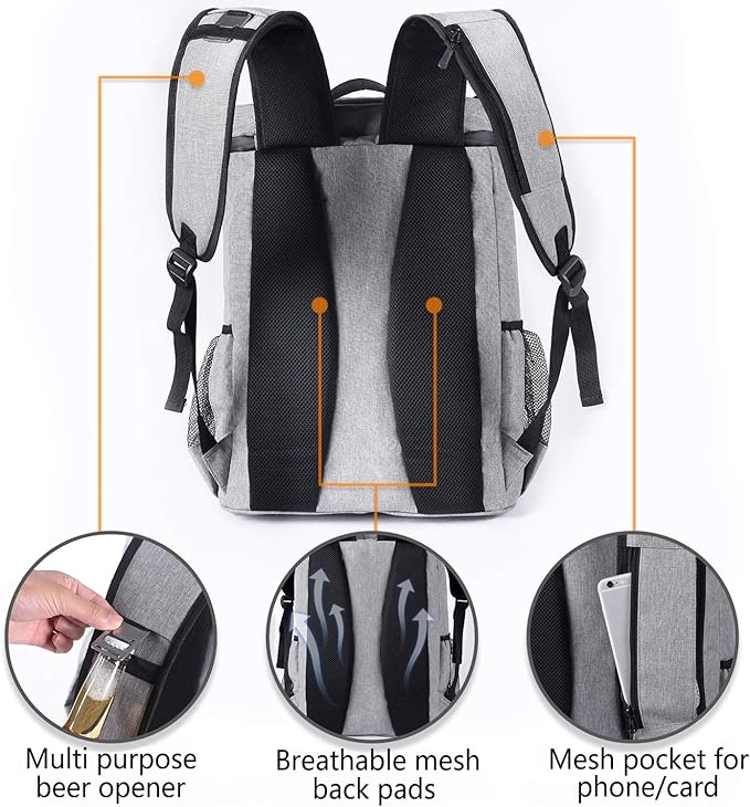 FORICH Backpack Cooler Leakproof Insulated Waterproof Backpack Cooler Bag, Lightweight Soft Beach Cooler Backpack for Men Women to Work Lunch Picnics Camping Hiking, 30 Cans
