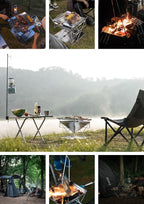 CAMPINGMOON 3 in1 Flatpack Portable Fire Pit Grill 16 inch Heavy Duty Stainless Steel Wood Burning Camping Stove Adjustable Height Backyard Outdoor Cooking RV Trips Carry Bag included MT-055