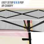 EAGLE PEAK 8x8 Pop Up Canopy Tent with Sidewall, Compact, Portable Slant Leg Instant Sun Shelter for Beach, Sports, & Camping, 8x8 Base 6x6 Top, Orange Yellow Stripe