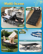 WLIVE 1200D Double Layer Oxford Camping Cots for Adults, Folding Sleeping Cot with Mattress, Outdoor Portable Bed with Carry Bag for Resting, Camping, Black