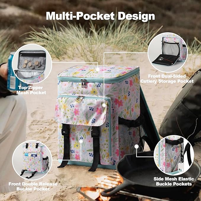 DYSHAYEN Cooler Backpack,Lightweight Backpack Cooler Insulated Leak Proof,30 Cans Soft Cooler Bag for Beach,Camping,Beach,Picnic,Lunch