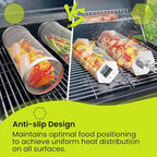 Grill Baskets 2PCS 304 Stainless Steel with Removable Wooden Handle Hexagon Design for BBQ Camping & Outdoor Cooking Accessories, Great Gift for Grill Lovers