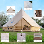 Oxford Bell Tent for Family Camping - Spacious 13.1ft /16.4ft Yurt with Stove Jack, Large Glamping Tents for 4-8 People, 4 Season Oxford Hot Tent Shelter
