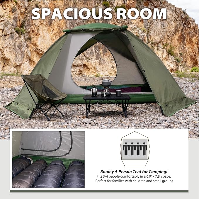 GEERTOP 4 Person 4 Season Tent for Camping Waterproof Double Layer Easy Set Up Family Tent for Camping Hiking Backpacking Outdoor Travel