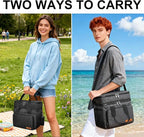 Lunch Bag-Double Deck Insulated Lunch Box for Men Women, Soft Leakproof Thickened Cooler Bag for Work , Picnic, Outdoor, Camping, Travel (Black，15L)