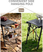 HOMGEN Portable IGT Camping Table Folding-3.5 Unit Modular Table with Adjustable Height 15-21.6 Inches-Standard IGT 0.5 Unit Size-Aluminum Alloy for Camping/Picnic/Barbecue/RV Trip(Side Bars Included)