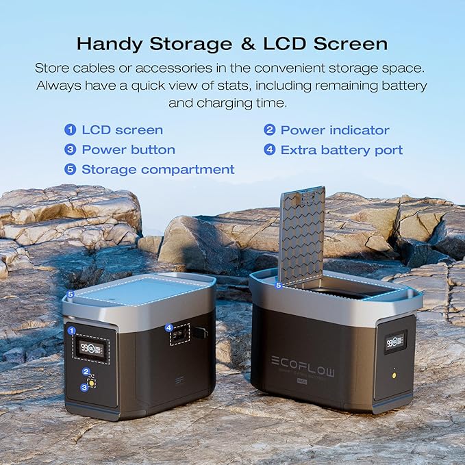EF ECOFLOW DELTA 2 Max Power Station Extra Battery, 2048Wh LiFePO4 (LFP) Battery, Compatible with DELTA 2&DELTA Max 2000&DELTA 2 Max Outdoor Generators