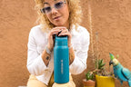 LifeStraw Go Series — Insulated Stainless Steel Water Filter Bottle for Travel and Everyday Use Removes Bacteria, Parasites and Microplastics, Improves Taste, 24oz Laguna Teal