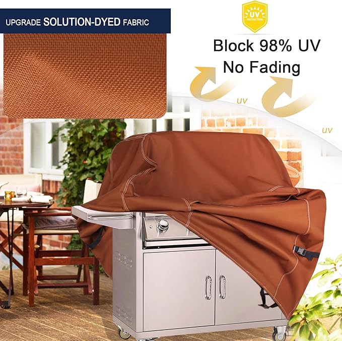 NettyPro BBQ Grill Cover 56 inch Heavy Duty Waterproof Outdoor 2-3 Burners Gas Grill Cover for Outside Weber, Char-Broil, Brinkmann, Nexgrill Barbecue, Brown