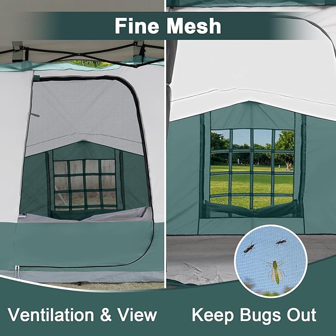 KAMPKEEPER Canopy Side Tent, Camping Canopy Tent for 10x10 Pop Up Canopies, Cube Tents, Gazebo Room Compatible with 10' Wide Canopies(Canopy Not Included)