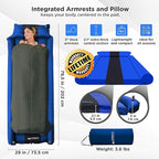 IFORREST Camping Pad with Armrest & Pillow - Self-Inflating Air Mattress, Rollover Protection, Ultra-Comfortable Mat, Lightweight for Tent, Cot, Backpacking(L/XL)