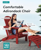 SERWALL Adirondack Chair with Cup Holders - Composite Adirondack Chairs Set of 2 HDPE Outdoor Chairs All Weather Use- Dark Red