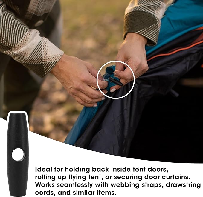 50PCS Tent Toggles Buckles to Roll Up Camping Awning Duffle, Glamping Ridgeline Tent Gear Part Replacement, Inner Toggle Stopper Snap Flying Clip Anchor Tightener Accessories for Tie Downs Rope String
