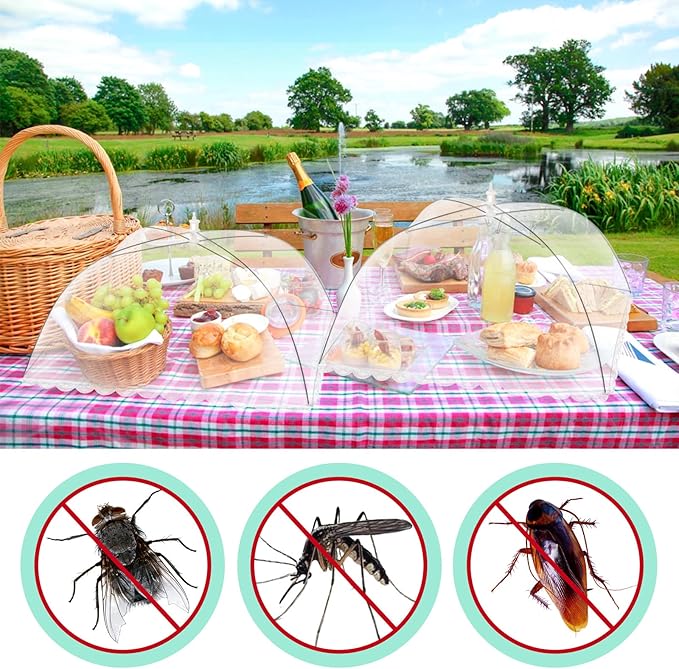 10 Pack Food Cover Tents, Food Covers for Outdoors, Pop-Up Tents, Mesh Tent, Reusable and Collapsible Outdoor Picnic Covers Net, Suit for Parties Picnics, BBQs, Fruit Cover