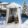 6 x 6 FT Carport, Portable Shed w/220G Heavy Duty Waterproof PE Tarp, Roll-up Zipper Door & Vent, Weather-Resistant Storage Shed for Motorcycle, Bike and Tools, Gray