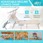#WEJOY Tanning Chair with Face Hole & Canopy & Side Table, 5 Positions Adjustable Sunbathing Lounge Chair Facedown Chaise Lounge with Pillow Quick Dry for Beach Pool Outdoor Camping Patio,Khaki